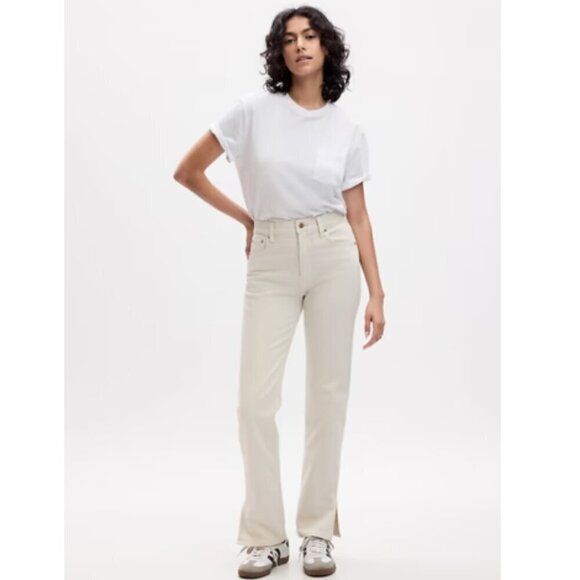 GAP High Rise '90s Original Straight Jeans SPLIT HEM Size 4/27 Color Tan Chino - Picture 3 of 6